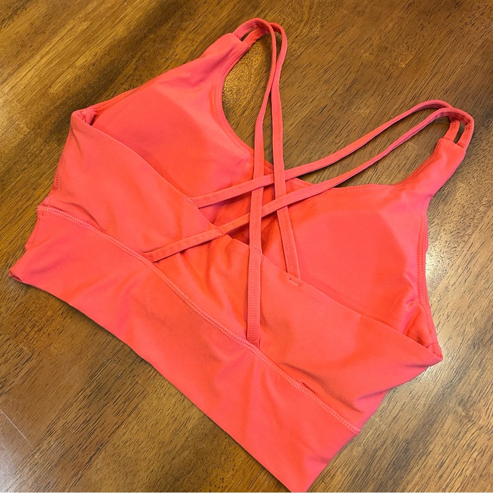 Bright Coral Strappy Back Sports Bra | Women’s Medium | Athletic Activewear - Picture 5 of 6